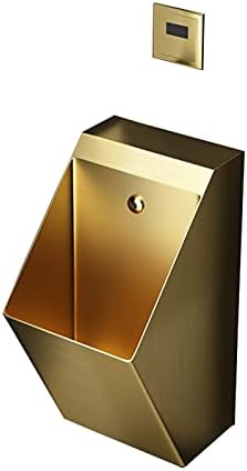 Stainless Steel Urinal Golden Small Wall-Mounted Automatic Sensor Flushing Urinal Sink Men's Urinal Toilet with Non-Contact Flush Valve Suitable for Bathroom Toilet