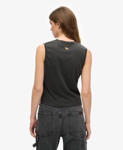 Superdry Para Mujer. W6011959A Camiseta De Tirantes Con Subestampado Negro (S), Casual, AlgodóN, Sin Mangas / Tirantes - 4