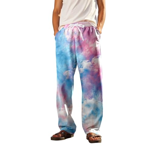 Tie Dye Lounge Pajama Pants For Men Baggy Stretchy Waisted Hip Hop Sweatpants Wide Leg Drawstring Highstreet Trousers3