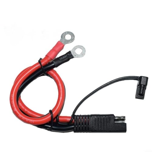 SMZhomeone Paquete de 1 cable de extensión SAE a junta tórica con tapa protectora, alambre de cobre chapado en estaño de 30 cm para cargador de batería solar, rojo y negro