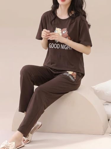 Image of SMOWKLY Women's Premium Stylish Cute Print Top with Pajama Comfy Loungwear