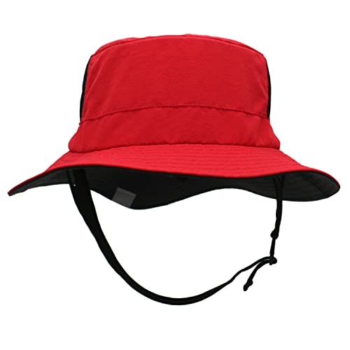 Bucket Surf Hat For Men Women Cooling Wide Brim Large Head Sun Hat Uv Protection Waterproof Breathable Adjustable Strings Red #TOP14