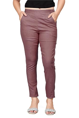 Image of Women's Cotton Lycra Regular Fit Casual Pant