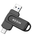 KEXIN USB Stick 64GB USB C Memory Stick 100MB/s Swivel Dual USB 3.0 Flash Drive USB-A & Type-C Pen Drive for Smartphone Tablet iPhone 15/16 Car Game Console, Black