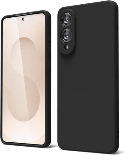 Image of DIZORO Microfiber Candy Case Compatible for Samsung S25 Edge 5g Smooth Touch Cushion Liquid Soft Silicone Gel Rubber Phone Cases Non-Slip Full Body Protective Shockproof Back Cover - Black