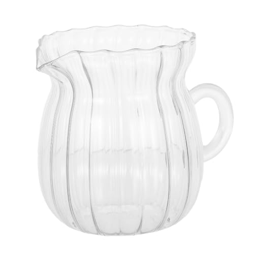 TOYANDONA Jarra Leche Transparente de Vidrio con Diseño Vertical Pequeña Lechera Cristal Multifuncional para Café Té y Crema Microondas para Hogar y Oficina
