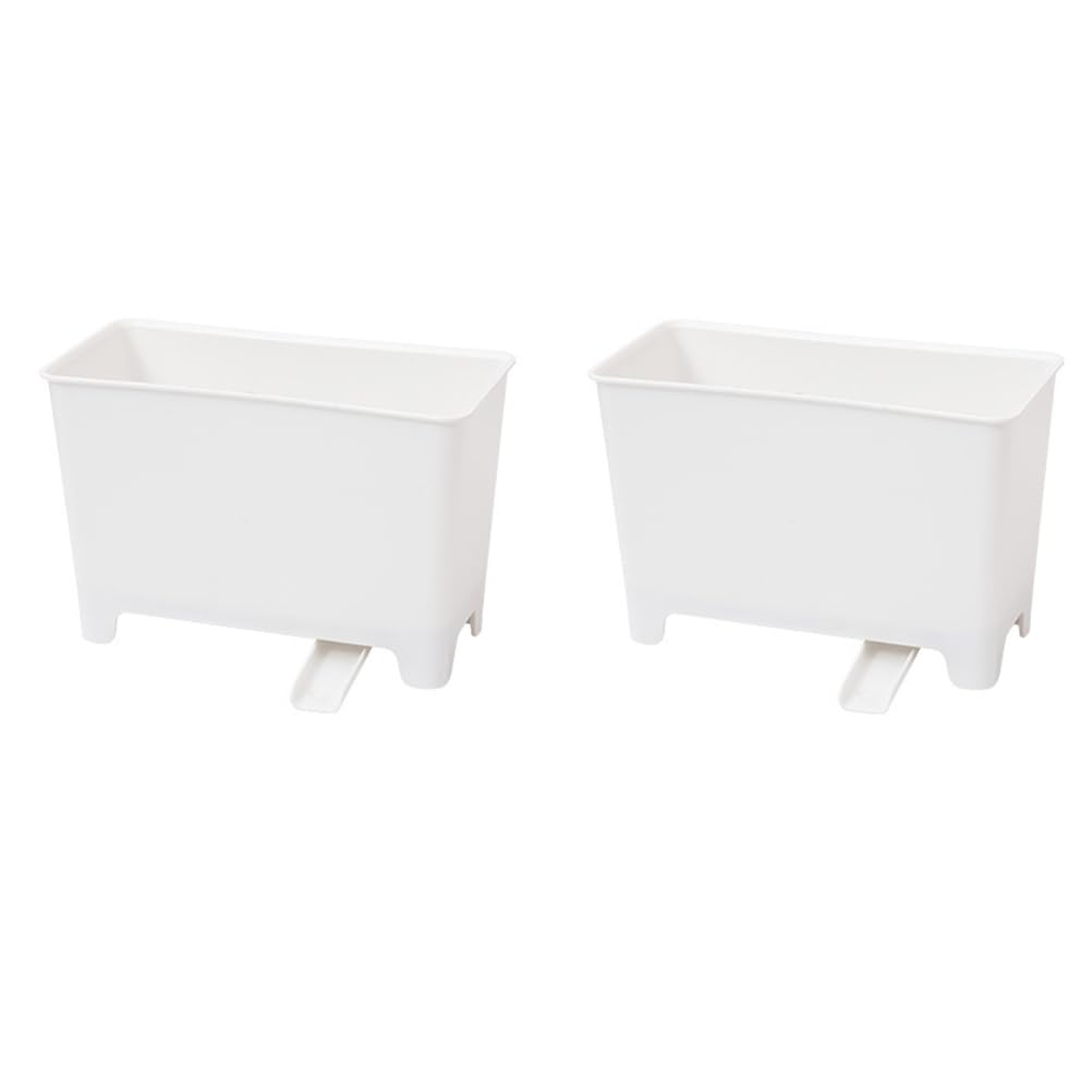 Amosfun 2pcs Kitchen Trash Can - Plastic Drain Garbage Bucket Countertop Compost Bin Food Waste Drainer Can 7.1 X 4.7 X 3.3 Inches