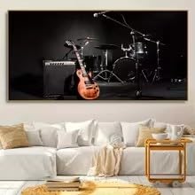 Art moderne de salon avec une affiche sur toile instruments de musique 40x80