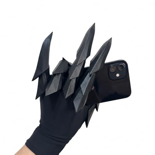 TYZAXOOS Articulated Gothic Claw Gloves Flexible Mechanical Finger Armor Props for Cosplay Halloween and Parties (Black Both Hands)