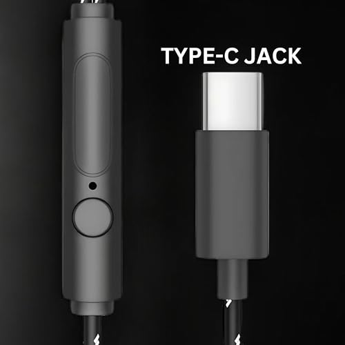 Image of BLAST'C TypeC Wired Earphone with Powerful HD Mic for Clear Sound, Deep Bass Sound, HD Calling, in-Line Volume Control & Noise Cancellation Compatible with only TypeC Jacks in Mobiles-BLACK