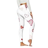 Leggings informales de moda con estampado de corazones, cintura alta, suaves y elásticos, ideales para yoga y deportes, perfectos para el uso diario., Blanco, M