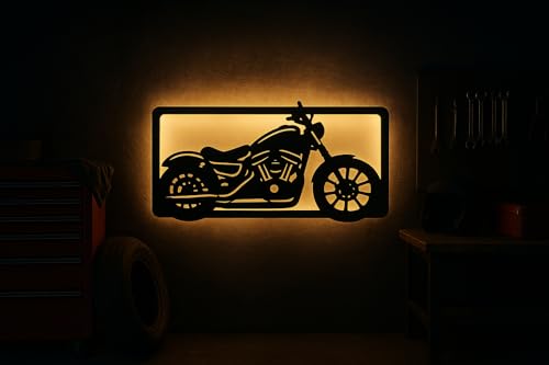 Image of METSY Metal Bike Wall Art with backlit | Bike Lover Gifts | Wall Decor | Home decor gift wall Hanging decoration (91x 42) CM
