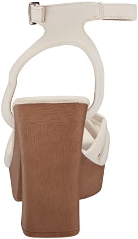 YOKI-ARLESA-05 Women's Strappy Open Toe Wooden Heels, White, 7 M US | Image 2