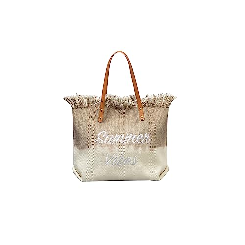 Bolso Tote para mujer estilo bohemio con borlas miniatura 1