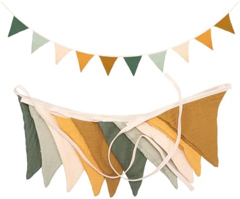 Wimpelkette Kinderzimmer,Musselin Baumwolle Stoff Wimpelkette,Girlande Kinderzimmer Deko zum Aufhängen, Hausbett Deko Mädchen & Jungen,Wanddeko Geschenk,Babyzimmer Dekoration (1PCS