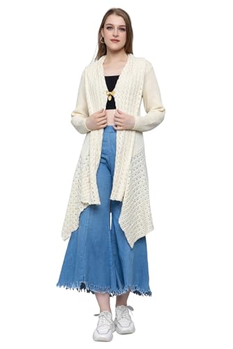 Wear lusso Women's Woolen V-Neck Open Front Shrug Cardigan Long