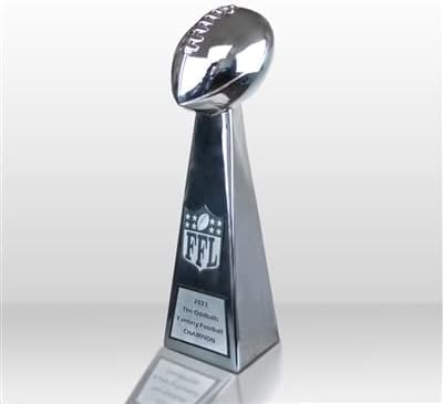 Same Day Awards Chrome Resin Plated Vince Heavy Duty Fantasy Football Trophy - Engraving Included (12 Inches)