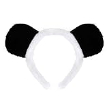 Jmkcoz Plush Panda Ears and Horns Headband Animal Costume Headwear for Halloween Christmas Carnival