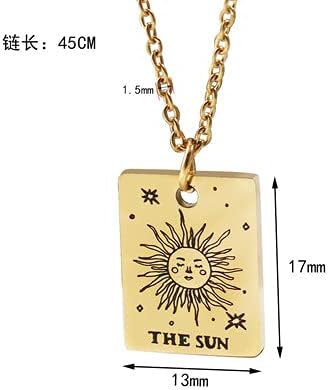 Miniatura 2 de Collares de cartas de tarot para mujeres, colgante de cadena de oro del zodíaco de acero inoxidable 12 constelación cuadrados collares de clavícula