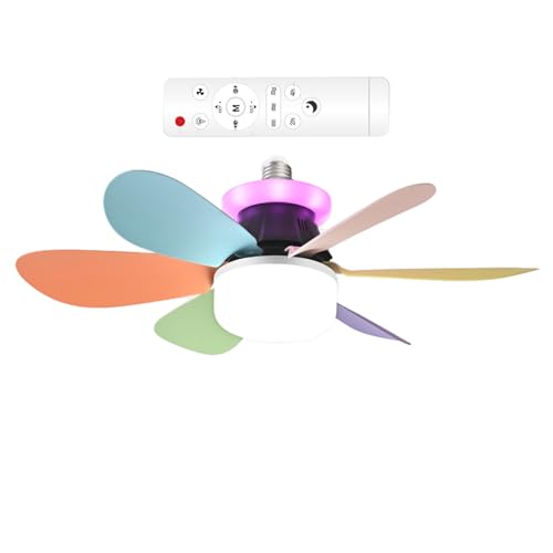 Ventilador De Techo Colorido Con Luz, Ventilador De Techo Con Luz LED - De Techo RGB Tranquilo Con Control Remoto | 3 Velocidades E27 Lámpara Extraíble De La Del Tornillo Para La Habit