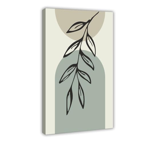 Minimalist Black Leaf Wall Art - Modern Geometric Color Block