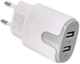 Non Adaptateur Secteur Couleur USB pour ASUS Zenfone Max Pro Smartphone Tablette Double Prise Murale 2 Ports Courant Charge (Gris)