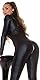Koucla Sexy Wetlook Overall mit Zips, Farbe:Schwarz, Größe:M, 0000OV203311