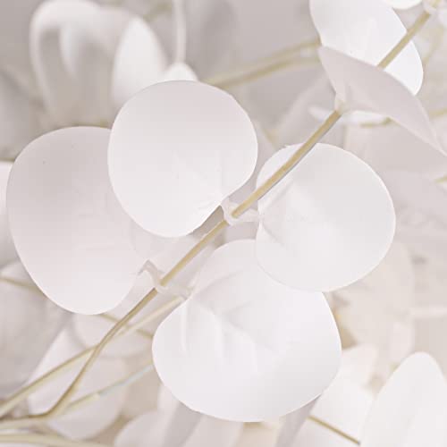 Gorgeoos 16Pcs Artificial Eucalyptus Stems Bouquet White Faux Silk Eucalyptus Leaves With 4 Branches Real Touch Leaf Stem For Vase Wedding Table Centerpiece Diy Flower Arrangements Christmas Decor #TOP3