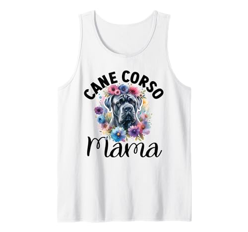 Vintage Floral Cane Corso Mamá Retro Dog Lover Día de la Madre Camiseta sin Mangas