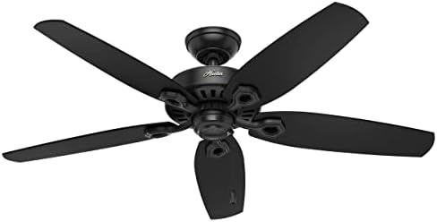 Hunter Fan Company 53294 Builder Elite Versatile Indoor/Outdoor 52 Inch Ceiling Fan without Light Fixture, Matte Black, 52"