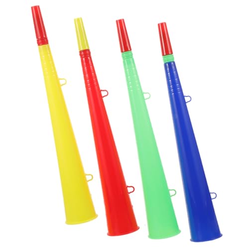 CIYODO 4Pcs Plastic Stadium Horns Noisemakers for Sporting Events Cheer Props for Graduation Games Parties Versatile Game Trumpets for Celebrations