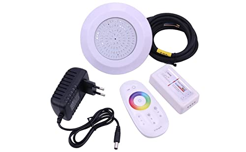 Focos LED Piscina Pequeno , Relleno de Resin, 16 Modos de Luz RGB, con Control Remoto, 10W luces Para Piscinas, IP68 Impermeable, DC 12V Luz de Iluminacion de Piscina de Color RGB, Mini 130 * 15 mm