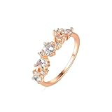 immagine prodotto Wycian Fede nuziale e anello di fidanzamento da donna, anello di matrimonio, coppia in oro 9 carati, diamante da laboratorio ovale e pera, con pietra preziosa bianca, misura sorella per lesbiche San
