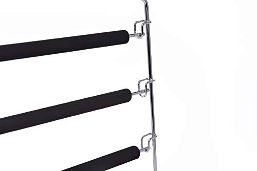 3 Quality Multi Pants Hangers, Real Heavy Duty, Space-Saving Multi-Bar Metal Hangers, Stable With Non-Slip Foam Padding, Swivel Hook For 5 Jeans Each, Suit Pants, Scarves, Towels, Trousers (Pants, 3) #TOP5
