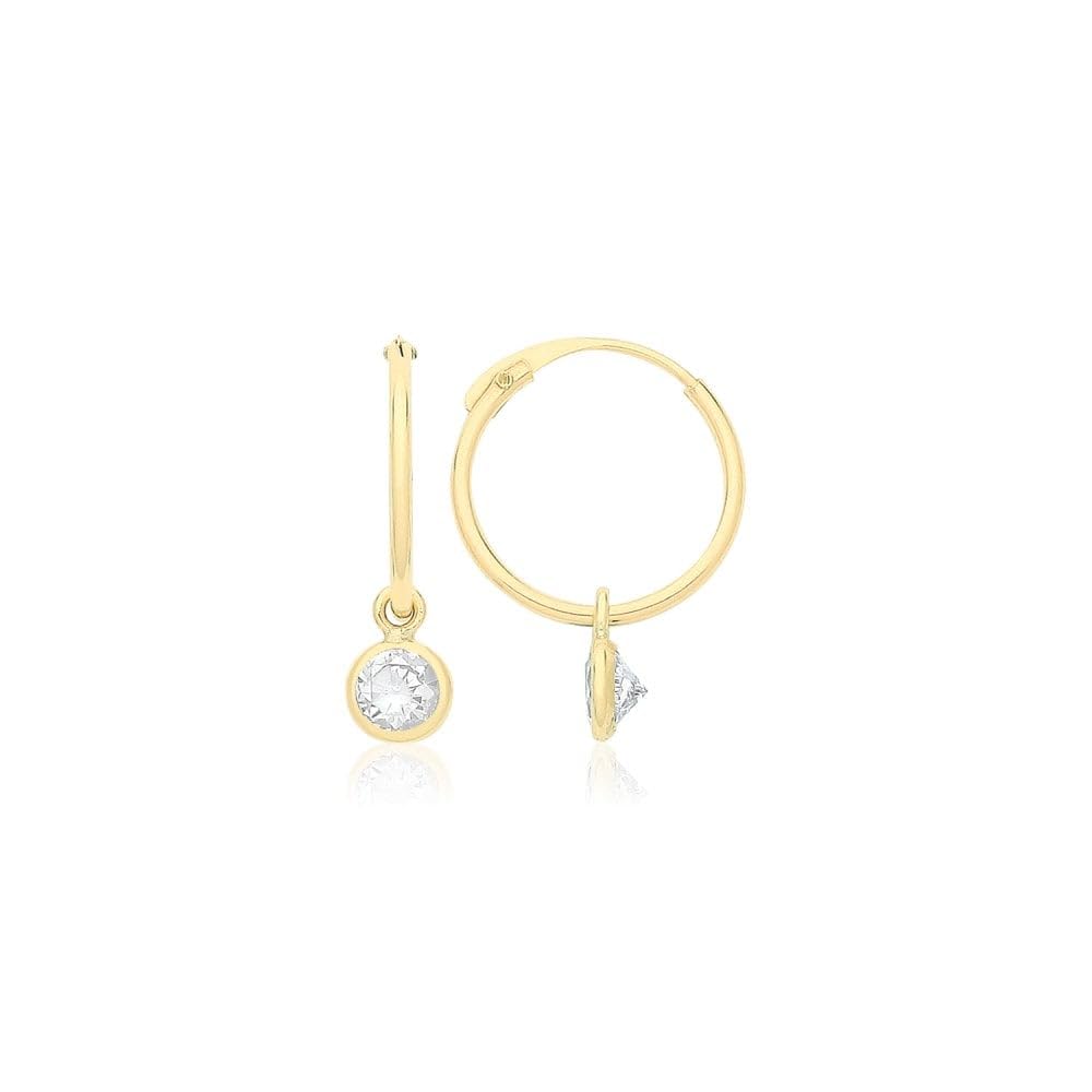 Orecchini in oro giallo 9 kt con zirconi pendenti, ES754, Oro 9 carati