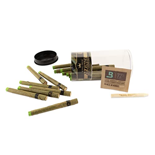 King Palm King Size Cones - (20 Rolls Total) - Natural Pre Roll Palm Leafs - Pre Rolled Cones - All Natural Cones - Corn Husk Filter - Preroll Cones - Cones With Filter - Organic Cones #TOP3