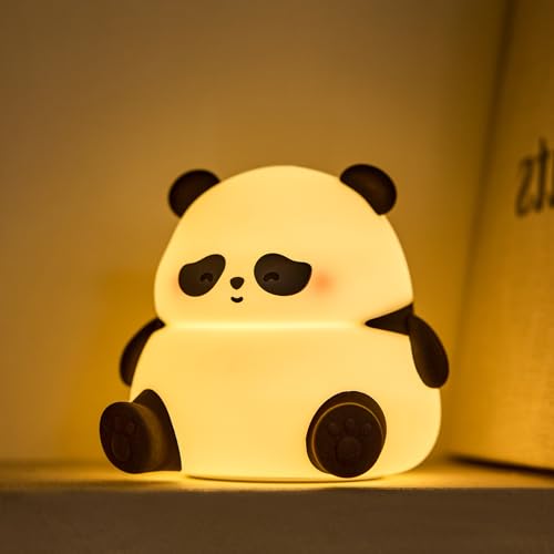 KidoYean Cute Panda Lamp Squishy Sleepy Panda Night Light Novelty Animal Lamp 3 Level Dimmable Nursery Nightlight with Timer Silicone Touch Night Light Fun Gifts for Kids Boys Girls