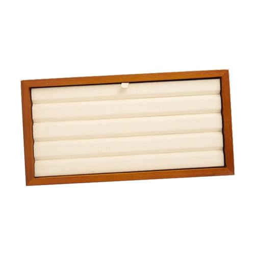 Colcolo Bandeja de exhibición de Joyas, Organizador de Microfibra y Madera vacío para exhibición de Joyas, cajón para Venta de Gemas y Cuentas Sueltas, Beige Ranurado