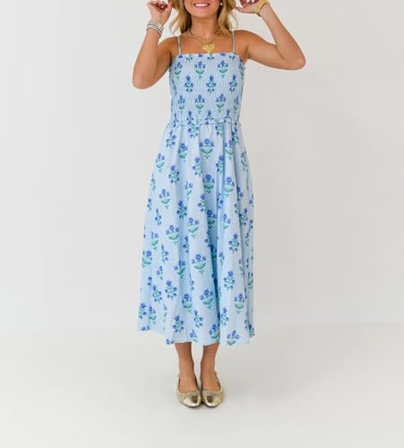 Image of Women Y2k Boho Maxi Dress Tie Shoulder Backless Strappy Tiered Flowy Dress 2024 Summer Floral Beach Sundress