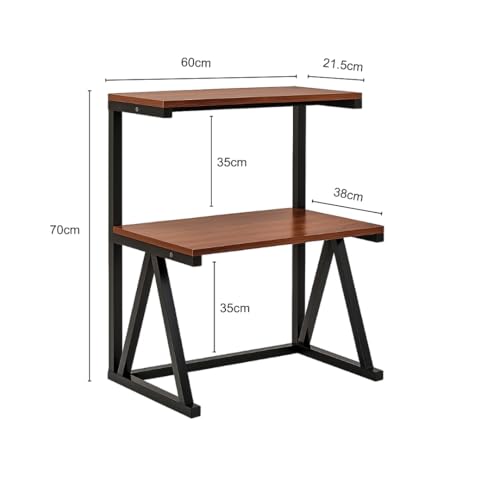 Image of 2-Tier Microwave Oven Stand - Heavy-Duty Black Metal DIY Kitchen Rack with Hooks - Rust-Proof, Space-Saving Organizer for Microwave, Air Fryer, Mixer & Utensils