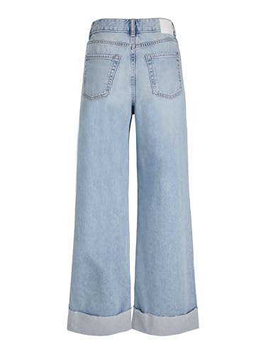 JJXX Jxtokyo Wide Fold Up HW Jeans R6169 Dnm Pantalón, Mezclilla De Color Azul Claro, 32W / 32L Mujeres