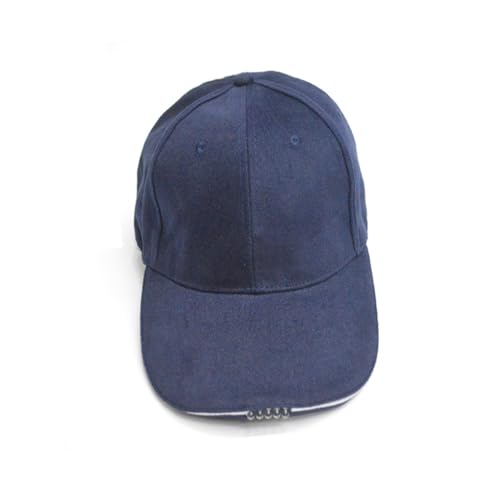 HANABASS Lighted LED Cap for Camping Jogging and Hunting Comfortable Blue Baseball Hat with Concealed Off Button and Durable LED Beads for Hands Lighting