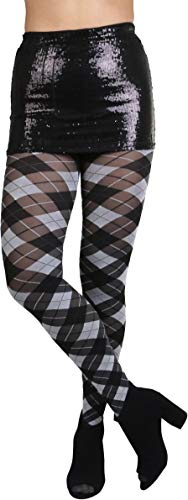 Image of ToBeInStyle Women's Argyle Checkered Diamond Rhombus Net Opaque Sheer Tights Pantyhose