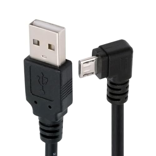 Image of CY Cable Left Angled 90 Degree Micro USB 5Pin to USB 2.0 Type-A Data Charge Cable for Phone Tablet Camera (100cm)