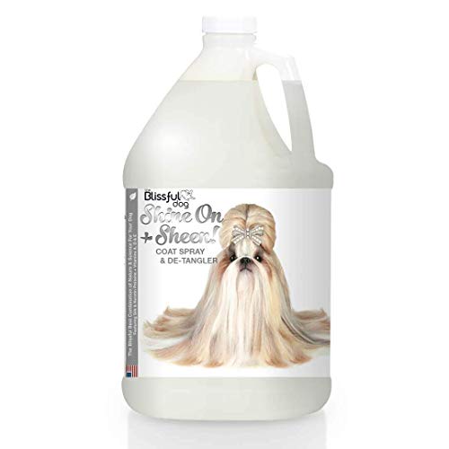 The Blissful Dog Shine-On + Sheen Coat Spray, All Natural Leave in Conditioner and Detangler for Your Dog, 1-Gallon