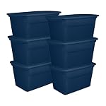 Sterilite Tote, Plastic Storage Bins with Snap Lids, 30 Gallon, 6-Pack