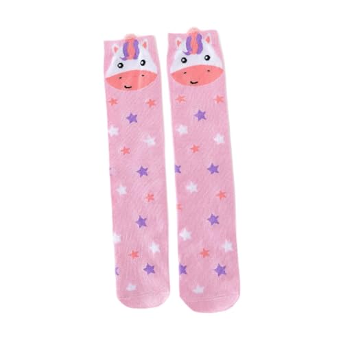 Kids Girls Knee High Socks with Whimsical Animal Designs, Unicorn