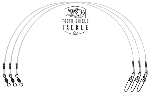 Tooth Shield Tackle 3 Pack 130 lb. Premium Fluorocarbon Musky Leader Muskie Pike Leader (Crane Swivel) (14