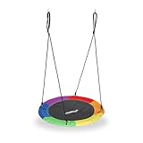 Relaxdays Balançoire nid d'oiseau ronde pour enfants et adultes, réglable, diamètre 90 cm, balançoire de jardin, jusqu'à 100 kg, multicolore