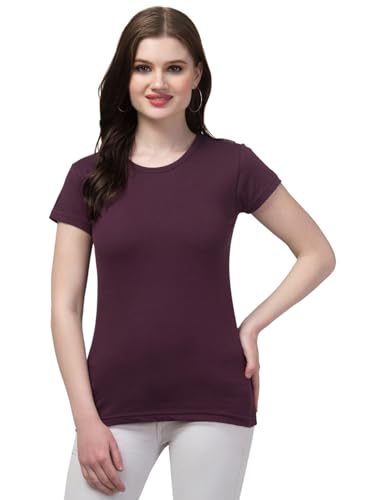 Image of Women's 100% Cotton Plain Regular Fit Round Neck Half Sleeve Tshirt (Solid)